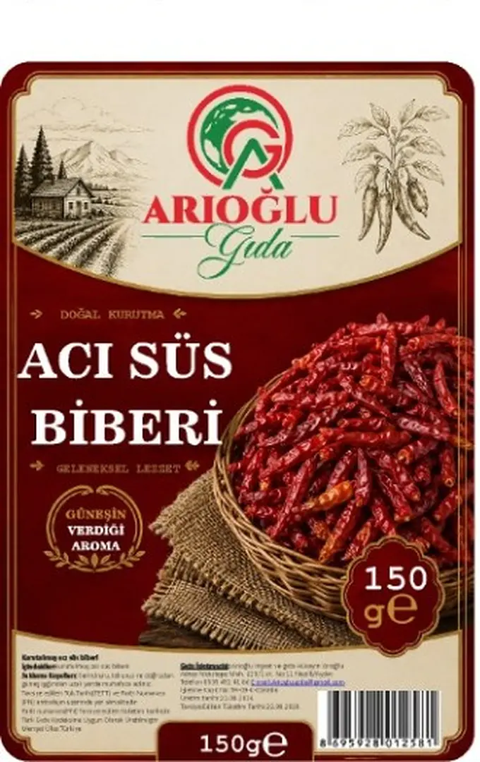 Acı süs biberi ürün etiketi