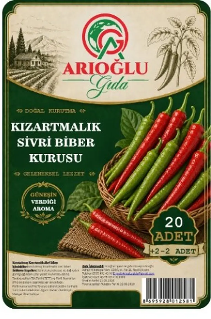 Kızartmalık sivri biber kurusu ürün etiketi